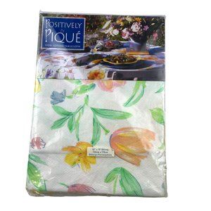 Positively Pique 100% Cotton Spring Floral Pastels Tablecloth 52 x 70 Rectangle